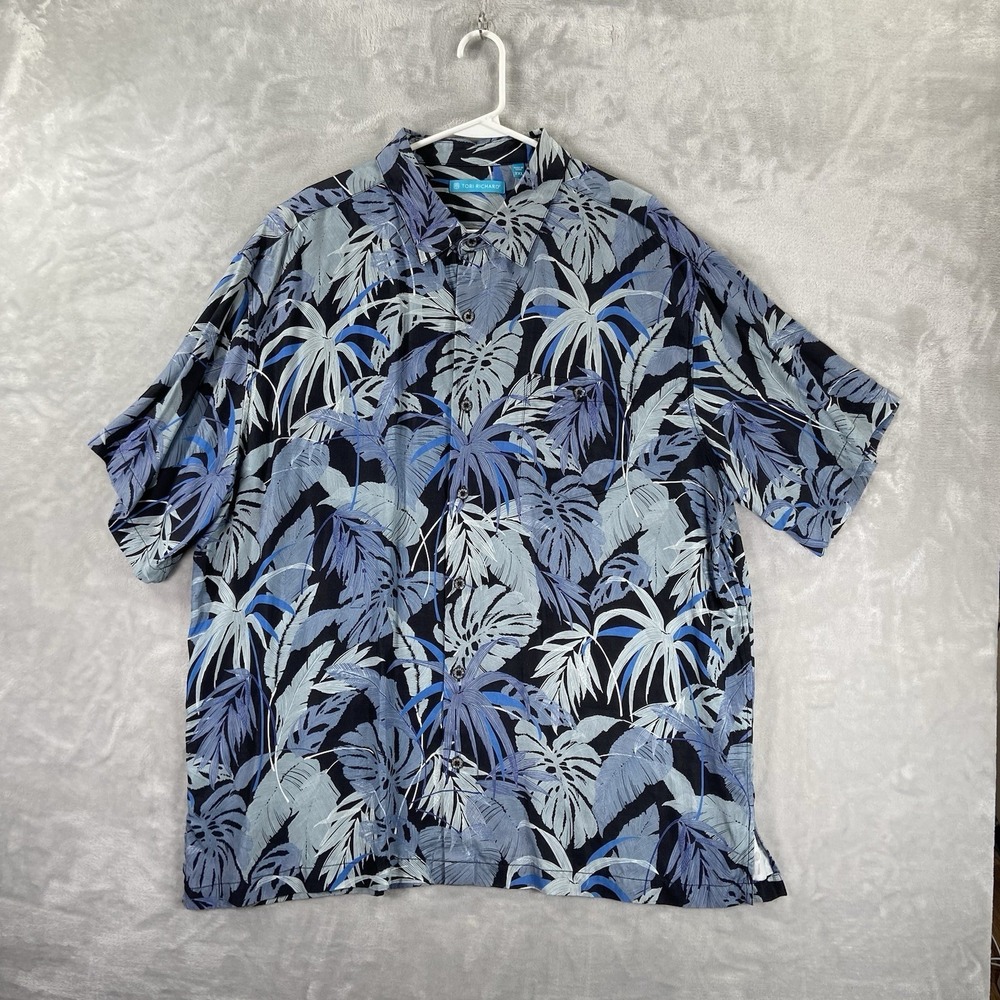 Tori Richard Shirt men's 2XL Hawaiian Button Up Floral AOP Print Silk Lyocell